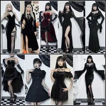  Women's Gothic Punk Mini Dresses Vintage Puff SleeveLace  Patchwork A Line Swing Goth Lolita Dress Black (Black, Large) : Clothing,  Shoes & Jewelry