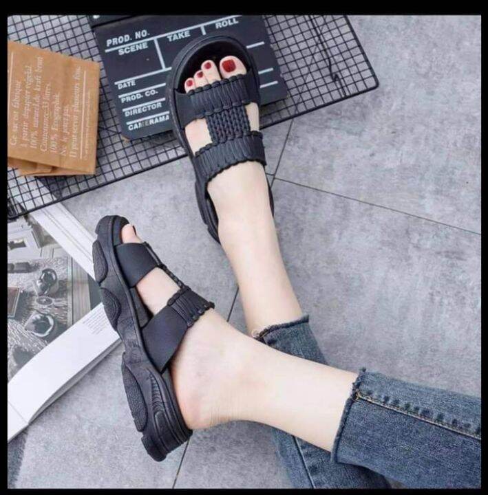 NEW KOREAN WEDGE BEACH SUMMER RUBBER SANDAL FOR WOMEN. ADDJUST 1 SIZE ...