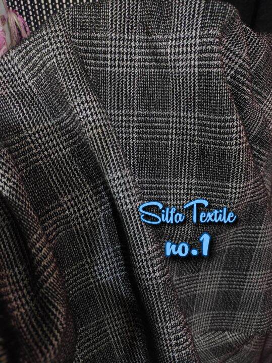 Kain Blazer Semi Wool Kotak Stretch (Bahan Tebal Halus) / Bahan Semi