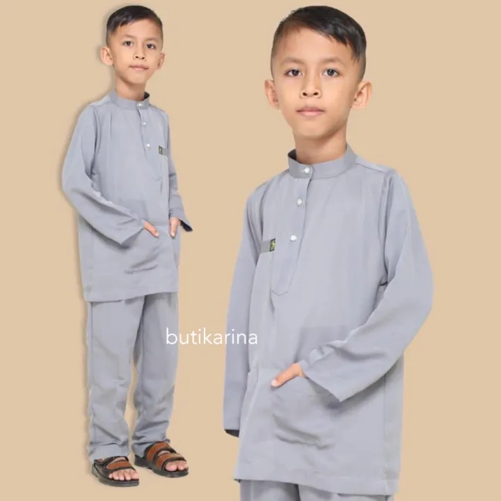 BAJU MELAYU MODEN BUDAK KELABU GREY | BAJU MELAYU KANAK KANAK KELABU ...