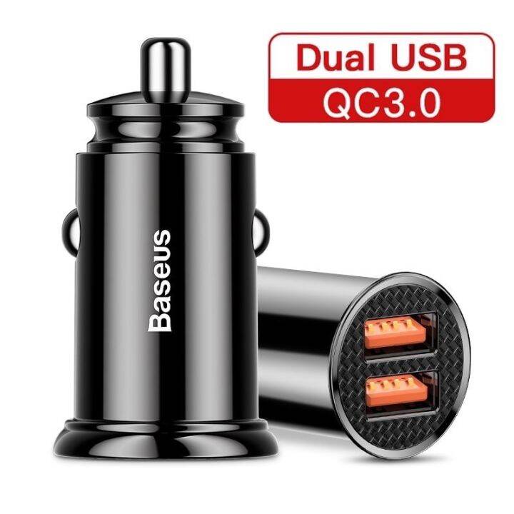 baseus-car-charger-dual-port-30w-หัวชาร์จรถ-pd-20w-quick-charge-ที่ชาร์จในรถ-ที่ชาร์จมือถือ-ชาร์จด่วน-ชาร์จเร็ว