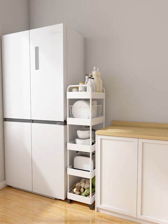 4 Layer Moving Rack Kitchen Storage Shelf Wall Home Bedroom Bathroom Organizer Trolley