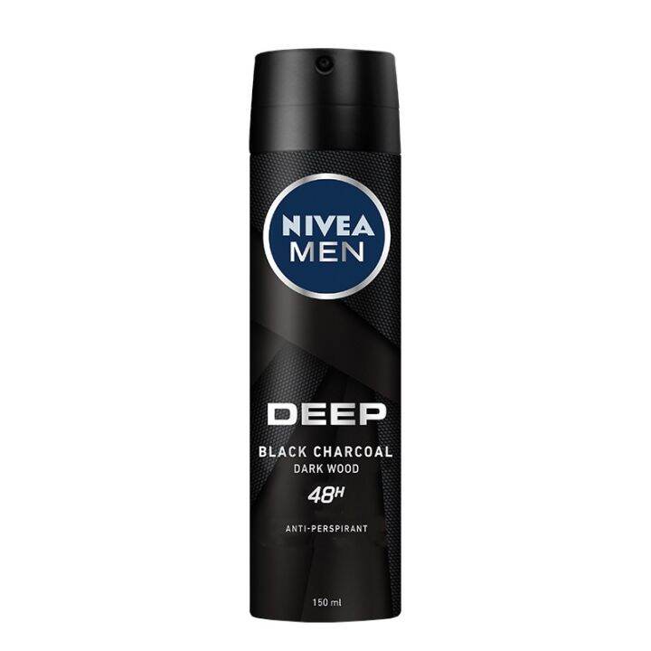 Nivea Men Deep Black Charcoal Dark Wood Deodorant Spray 150ml | Lazada