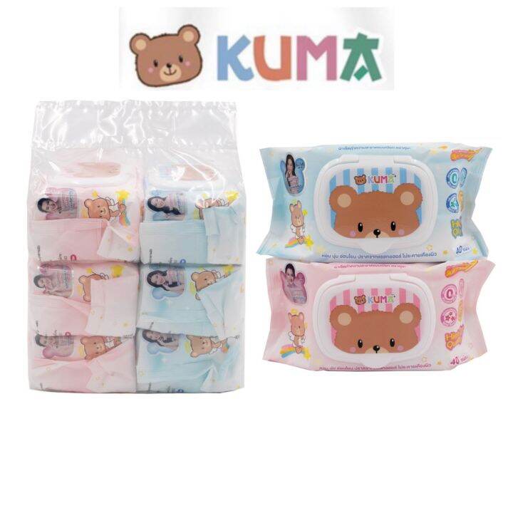 6-ห่อ-kuma-คุมะ-เปียก-ทิชชู่เปียก-babytender-กระดาษเปียก-wet-tissue-ทิชชู่คุมะ-คุมะทิชชู่-1แพ็คมี6ห่อ-1ห่อมี40แผ่น-ไร้แอลกอฮอล์-อ่อนโยนปลอดภัยต่อผิว