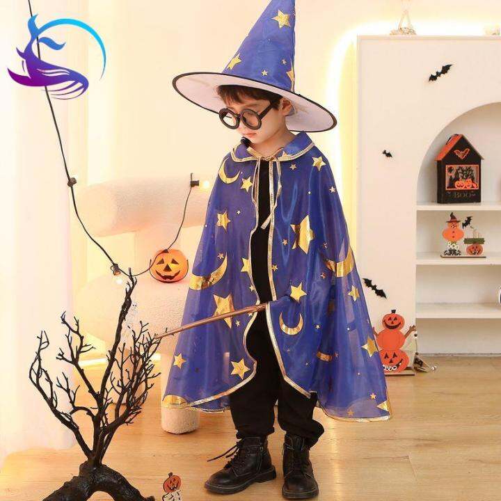 Halloween Children's Costume Little Witch Cloak Boy's Cute Magic Wizard