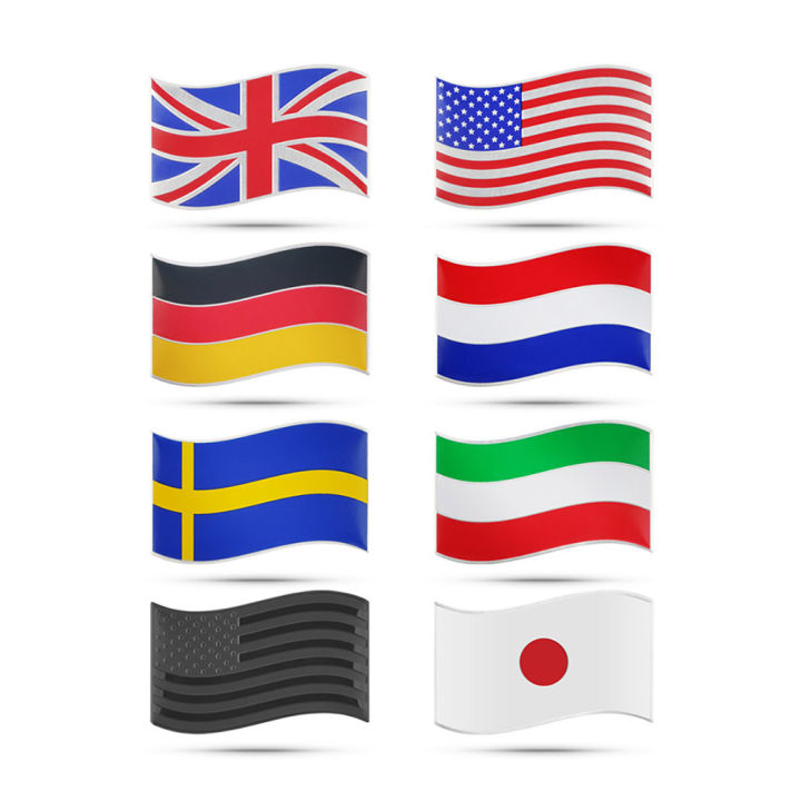 Tem Nhôm Logo Dán Xe Hình Lá Cờ Các Nước Hoa Kỳ, Italia, Germany ...