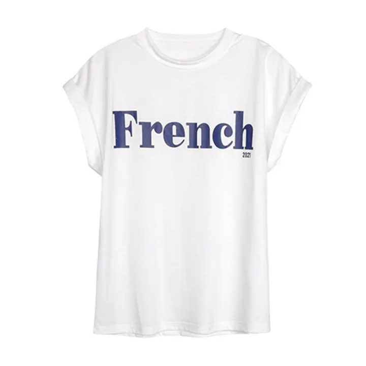 🦋 VEVE 2022 Korean Style Round Neck Short Sleeve French Printing ...