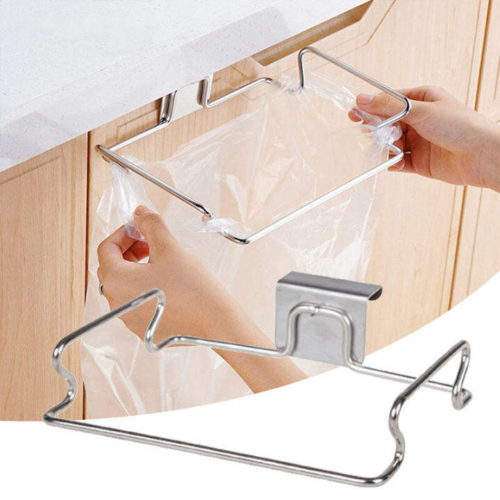 Hanging Kitchen Cabinet Door Garbage Rack, Stainless Steel Closet ...
