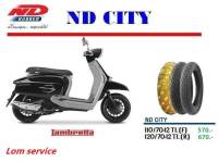 ยาง LAMBRETTA ยี่ห้อ ND RUBBER ขนาดยาง หน้า110/70-12 , หลัง 120/70-12