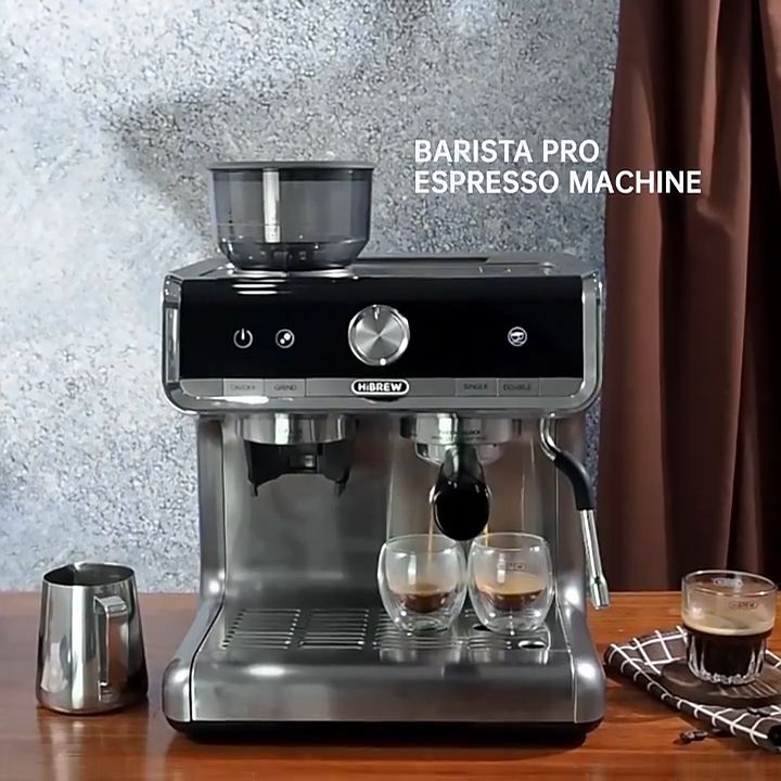 HiBREW Barista Pro 19Bar Bean Grinder Steamer Espresso Coffee