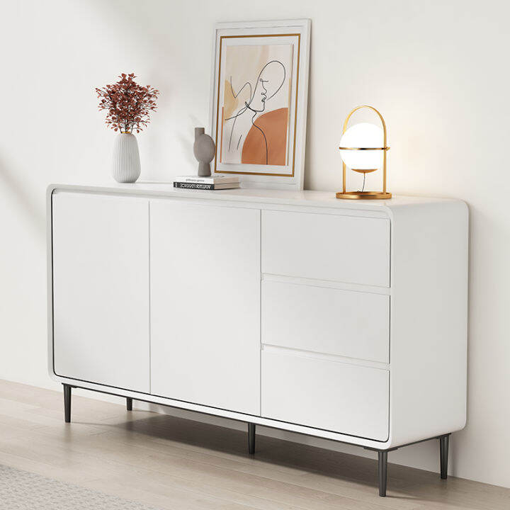 White Sideboard Solid Wood Modern Minimalist Living Room Home Storage ...