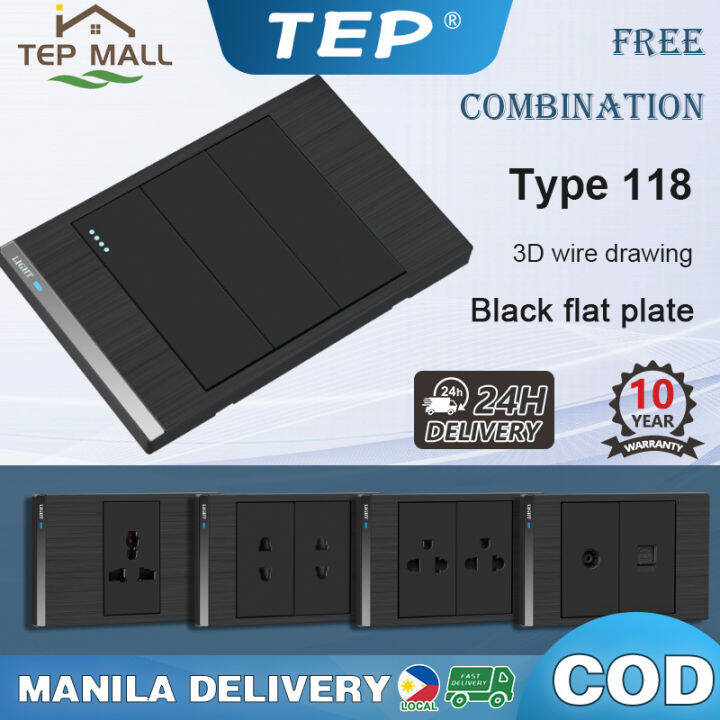 TEP Wall Switch Light Socket Black Drawing 118 Switch Socket Panel Home