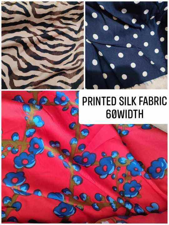 PRINTED SATIN SILK FABRIC PER YARD Lazada PH
