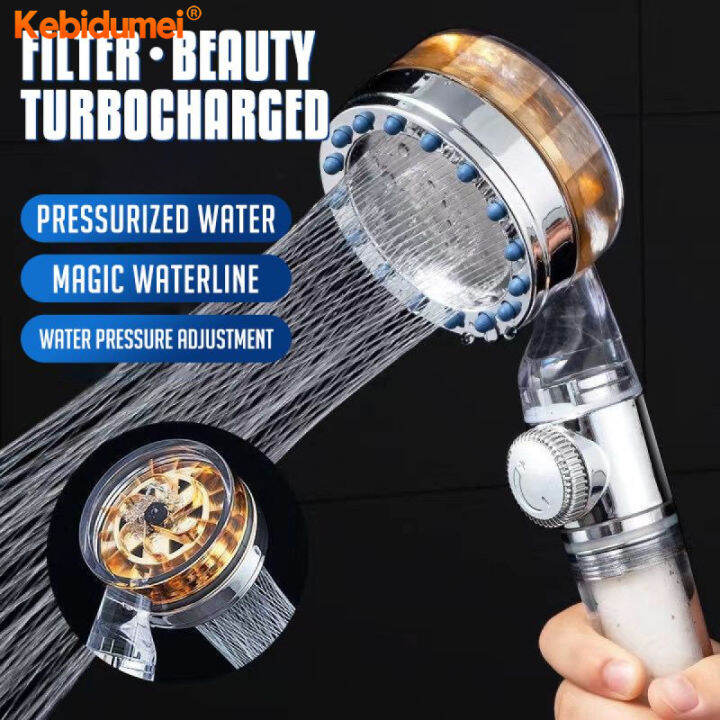 Kebidumei 360 Propeller Handheld Shower Head Turbo Fan Turbocharged