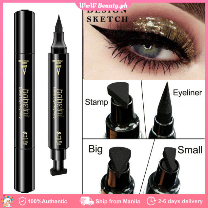 2 In 1 Seal Stamp Eyeliner Double Head Fast Dry Waterproof Black Liquid Eyeliner Cat Eye Pencil 4059