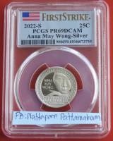 ตลับเกรด PCGS PR69DCAM First Strike -2022 S Anna May Wong Silver 25 Cent