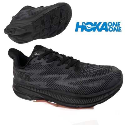 Hoka Clifton 9 Wide (size40-45) Triple Black รองเท้าวิ่งผู้ชาย รองเท้าวิ่งผู้หญิง รองเท้าออกกำลังกาย รองเท้าผ้าใบ