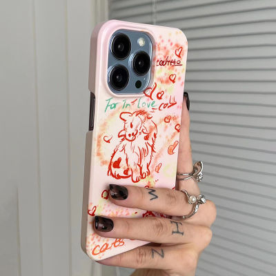 Coditto เคสโทรศัพท์มือถือลายแมวฟิลินหัวใจสีชมพูเหมาะสำหรับ iPhone 14ลายกราฟฟิตี iphone14pro ครึ่งแพ็ค1312