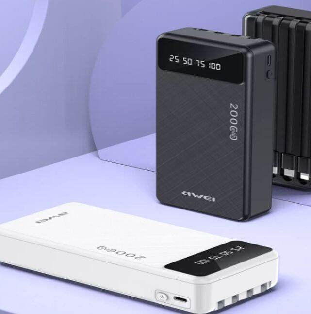 Awei P132kp134k Dc 5v Fast Charger 20000mah Multiple Output Power Bank