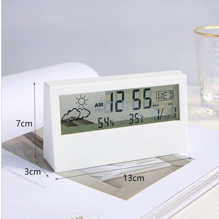 Electronic Alarm Clock Noiseless Calendar Weather Temperature Humidity ...