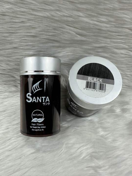 ซานต้า-แฮร์ไฟเบอร์-santa-hair-fiber-สีดำ-ผงไฟเบอร์ปิดผมบาง-กระจุกผมร่วง-เนื้อละเอียด