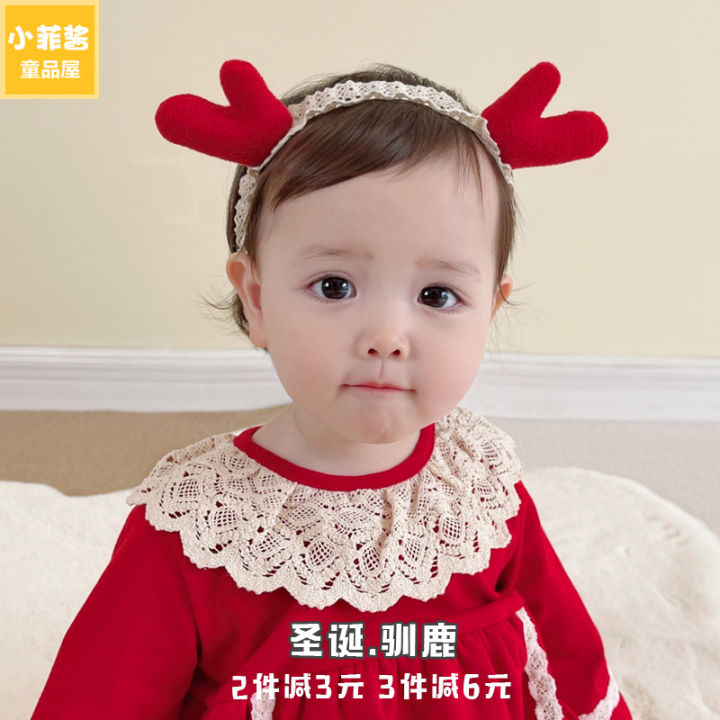 Baby Hair Band Baby Girl One Year Old Princess Headdress Red Christmas  Headdress Children Little Girl Baby Hair Accessories New Year Celebration |  Lazada