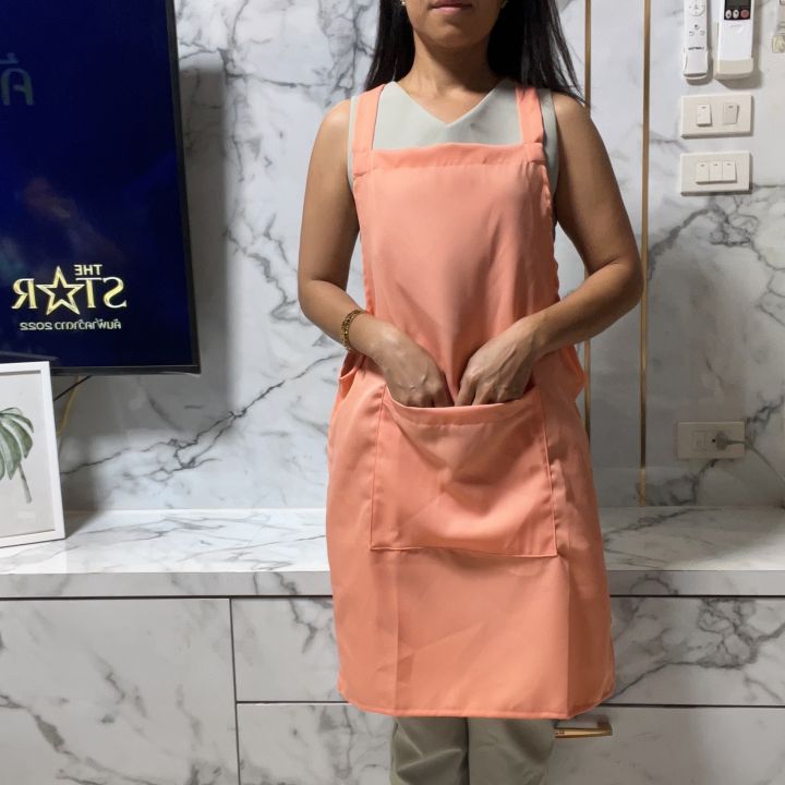 ผ้ากันเปื้อน-classic-apron-ผ้ากันเปื้อนสไตล์คลาสสิค-ใส่ได้ทั้งหญิงและชาย-ฟรีไซน์-บริการปักโลโก้