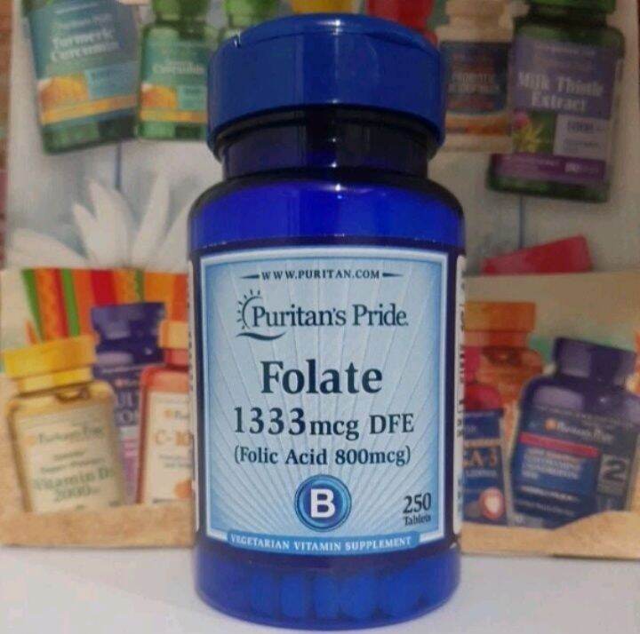 Folate 1333mcg 250 Tablets Folic Acid 800mcg EXPIRY June 2026 Puritan