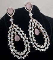 EVINCO JEWELRY LIGHT PINK STONE EARRINGS