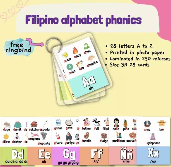 filipino phonics tagalog alphabet 28 letters abakada laminated