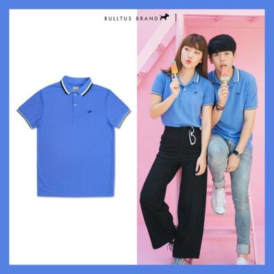 เสื้อโปโล bulltus brand สีฟ้า มีรอบอก 38-60 นิ้ว