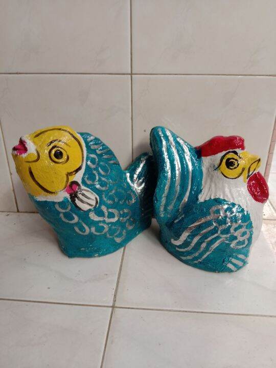 celengan ikan dan ayam jago Kate dari tanah liat | Lazada Indonesia