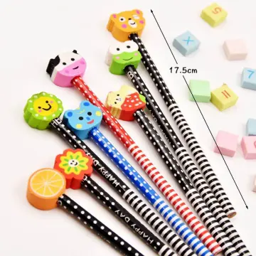 6pcs Cute Animal Pencil Eraser Cartoon Small Roller Erasers Rubber  Stationery Supplies for Office School Children Students