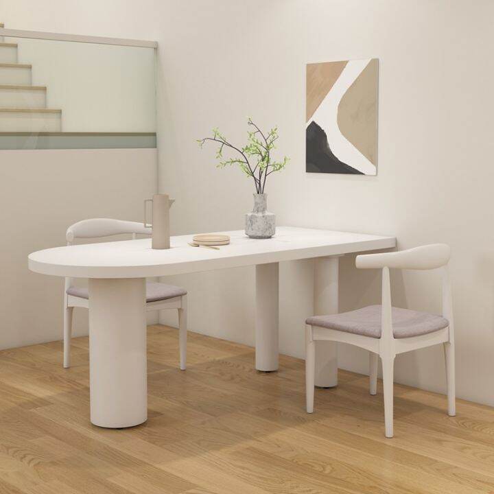 Modern Simple Solid Wood Oval Dining Table Household Small Apartment Long  Table Restaurant Design Island Table Dining Table And Chair Set | Lazada  Singapore
