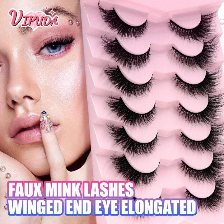 New Cat Eye Mink Eyelash Curled Winged Natural Realistic Messy Lash Eye End Elongated Thick Soft 2861