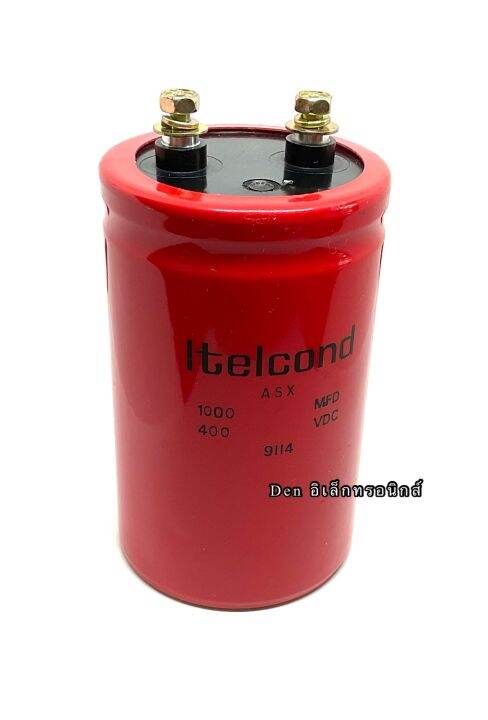 capacitor-1000-uf-400vdc-ขนาด-สูง-10-3cm-กว้าง6cm-capacitor-ใหม่-คาปาซิเตอร์-cหัวน็อต-บวก-ลบ20-วัดค่าได้ตามเกณฑ์ทุกตัว