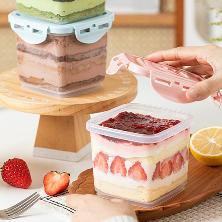 20pcs 50pcs Small Dessert Tiramisu Macaron Bento Cake Box With Transparent  Lid Kotak Bekas Kek Plastik
