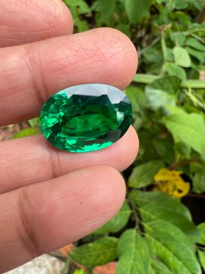 16x20mm 23 พลอยอัด มรกต สีเขียว นาโน สังเคราะห์ ขนาด 16X12 มม รูป OVAL  กะรัต 1 เม็ด Synthetic stone nano green emerald size 16X12 mm OCTAGON  1 pieces