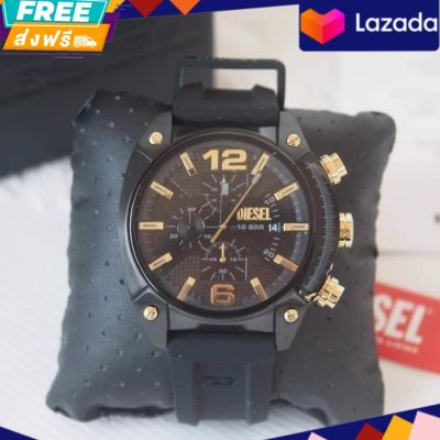 นาฬิกาข้อมือผู้ชาย Diesel Overflow Chronograph Black Silicone Watch DZ4615 
ขนาด 49 มม.