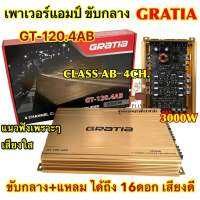 GRATIA เพาเวอร์แอมป์ ขับกลาง แบรนด์ดัง รุ่น GT-120.4AB เพาเวอร์ คลาสAB 4ชาแนล กำลังขับ3000วัตต์ ขับกลางแหลมได้16ดอกสบายๆ เสียงดี ? ใหม่ล่าสุด ?