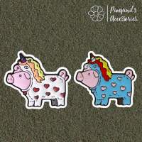 ʕ •ᴥ•ʔ ✿ พร้อมส่ง : เข็มกลัดเซ็ทหมูสวมชุดม้ายูนิคอร์น | Pig To Be A Unicorn Enamel Brooch Pin Set.