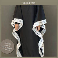 [MUSLEENA] THE STORY ABAYA (Limited Edition). 4 Colours . ชุดเดรสอบาย่า AIRY &amp; FREESIZE ทรงหลวมสบาย แต่งขอบด้วยงานเขียนเรื่องราวแบบ Calligraph #ABAYA