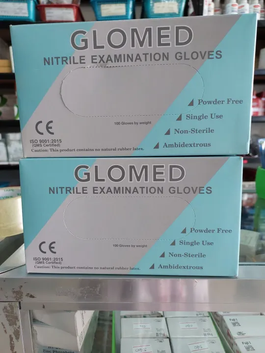 Glomed Nitrile Gloves NonPowder. 100 Pcs/Box Lazada PH