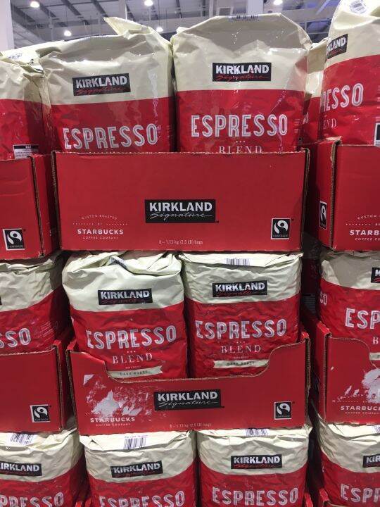 กาแฟชนิดเม็ด Kirkland Signature Dark Roast Espresso Blend by Starbucks