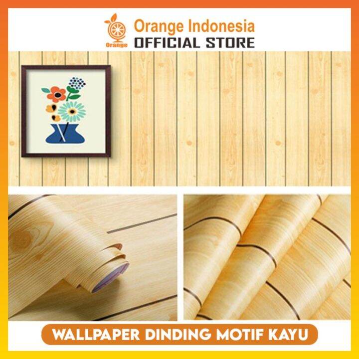 WALLPAPER DINDING STICKER MOTIF KAYU GARIS COKLAT MUDA | Lazada Indonesia