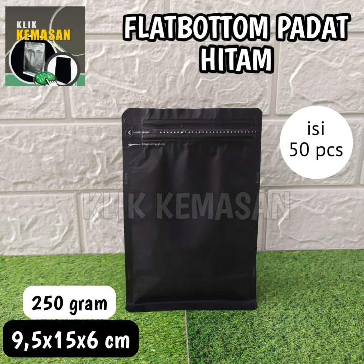 Isi Pcs Flat Bottom Hitam Gram Premium Coffee Bag Kemasan Kopi Pouch Kemasan Kpack