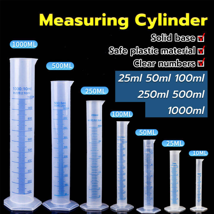 Digeo 25/50/100/250/500/1000ml Plastic Measuring Cylinder Chemistry