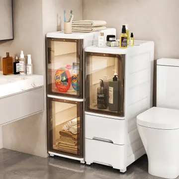 Toilet Side Cabinet Bathroom Crevice Shelf Toilet Crevice Storage Drawer  Type Rack, Multi-Layer Bathroom Floor Cabinet with Wheels, Mobile Shelving