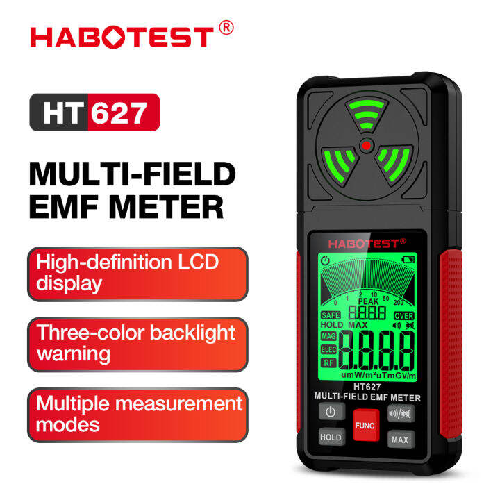 HABOTEST HT627 MultiField Emf Meter HighDefinition LCD Backlit Display Threecoloe Backlight