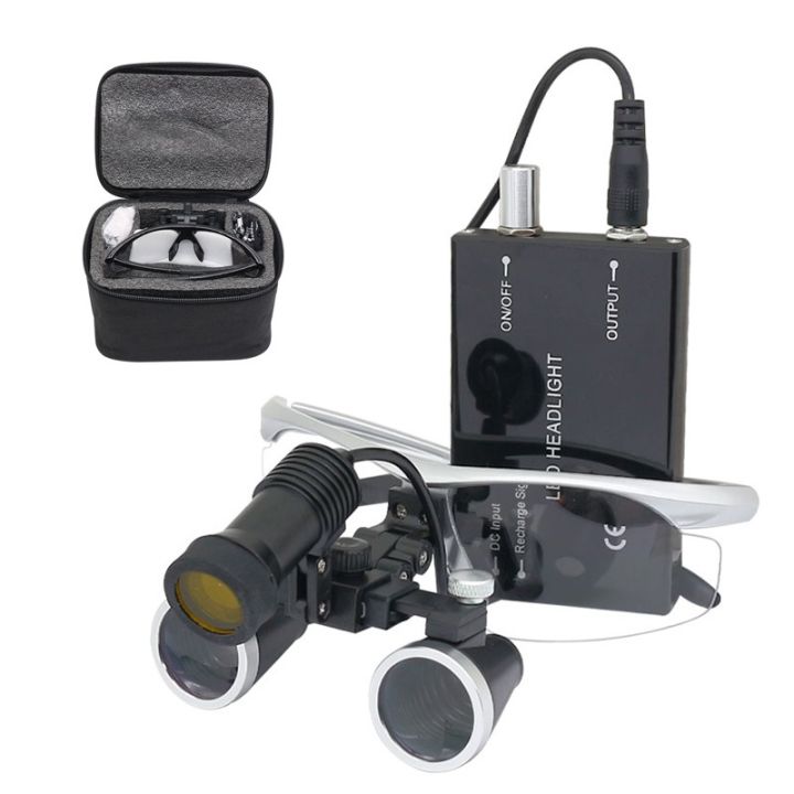 Dental Loupes Binocular Magnifier 2.5X 3.5X Cloth Box with Optional LED  Head Lamp Headlight Rechargeable Battery Yellow Filter Lazada PH